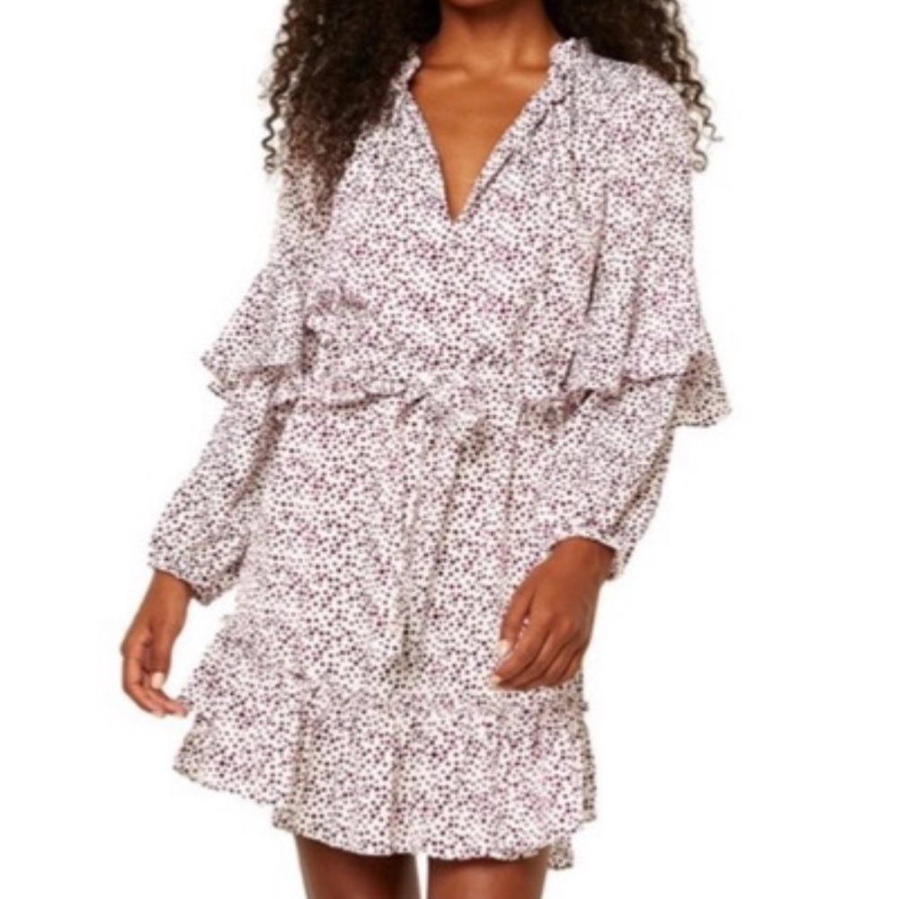 MISA Los Angeles Nehda Dress White Purple Dots NWT - Picture 2 of 10